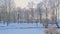 City park in the snow in Rakvere