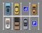 City parking lot with different cars