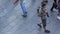 City pavement with people walking timelapse (time-lapse)