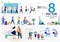 City People Life and Work Flat Vector Concepts Set