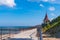 City Pionersky, Kaliningrad region. A boardwalk along the beach along the Baltic Sea in sunny summer day