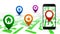 City plan with GPS navigation, city map route navigation smartphone, phone point marker, itinerary destination city map