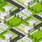 City plant factory industrial isometric urban design elements