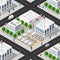 City plant factory industrial isometric urban design elements