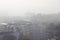 City pollution mixed with morning fog, Belgrade cityscape