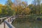 City pond on a sunny autumn day