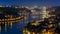 City of Porto and Gaia at night by the Douro river