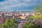 City Prague, Czech Republic. Old  buildings and street view. Vltava river. Travel photo 2019