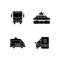 City public transport black glyph icons set on white space