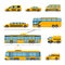 City public transport icons flat set. Urban