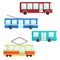 City public transport set. Bus, trolley and tram