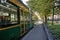 City public transport tram on streets of Helsinki
