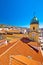 City of Rijeka clock tower and central square vertical view