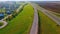 City road aerial view. Cars traffic on highway road. Aerial view car route