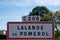 City road sign Lalande de Pomerol near Saint-Emilion wine making region, growing of Merlot or Cabernet Sauvignon red wine grapes,