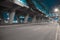 City road surface floor with viaduct bridge