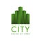 The city& x27;s green landmark logo with many skyscrapers, Logo city with green gradation building