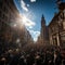 City's streets during a dynamic protest rally