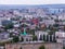 The City Of Saratov, Russia. View of the city from the top. Houses, streets, and public buildings. Mosque