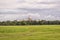 City scape horizon view of Maidan park in Kolkata Calcutta with the Victoria Memorial