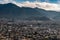 City scape view from Chureito Pagoda near moutain Fuji