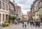 City scene of Riquewihr under cloudy sky, France