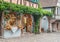 City scene of Riquewihr under cloudy sky, France