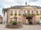 City scene of Riquewihr under cloudy sky, France