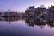 City scenic from Amsterdam  at the Amstel in the Netherlands at sunset