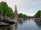 City scenic from Amsterdam Netherlands with the Montelbaan tower