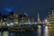 City scenic from Amsterdam by night with the Munt tower in the Netherlands