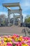 City scenic from Amsterdam in spring at the Tiny bridge in the Netherlands