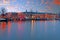 City scenic at the river Amstel Amsterdam at sunset