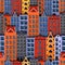 City seamless pattern. European houses