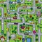 City seamless pattern. Roads, cars, grass areas background