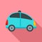 City self driving car icon, flat style