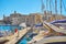 The city of Senglea behind the yachts in Birgu marina, Malta