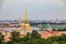 City skyline with the Admiralty spire, Peter and Paul Fortress, river Neva and Hermitage Winter Palace in Saint Petersburg, Russia