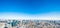 City skyline aerial view in tokyo, japan with miniature lens tilt shift blur effect
