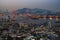 City skyline and beautiful landscape view of Busan habor bridge at Busan Korea