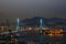 City skyline and beautiful landscape view of Busan habor bridge at Busan Korea