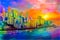 City skyline color  art toronto canada