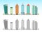 City Skyline Decorative Isolated Vector Illustration. Skyscraper Offices Flat Business Buildings Set