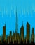 City Skyline with digital rain