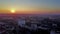 The city skyline of Essen during sunset, aerial - Germany