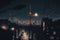 City skyline with a full moon, Japan Tokyo, Cyberpunk style