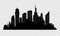 City skyline in grey colors. Buildings silhouette cityscape. Big streets. minimalistic style. Vector illustration