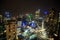 City skyline and modern buildings in night time