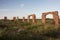 City Smiltene, Latvia.Old brick stonehenge and park