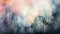 The City Of Smoke: A Gothic Abstract Watercolor In Muted Pastel Colors